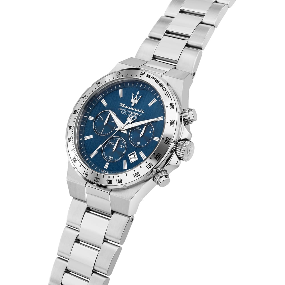 Orologio Maserati Sfida Chrono 41 Mm Acciaio Braccialato Blu
