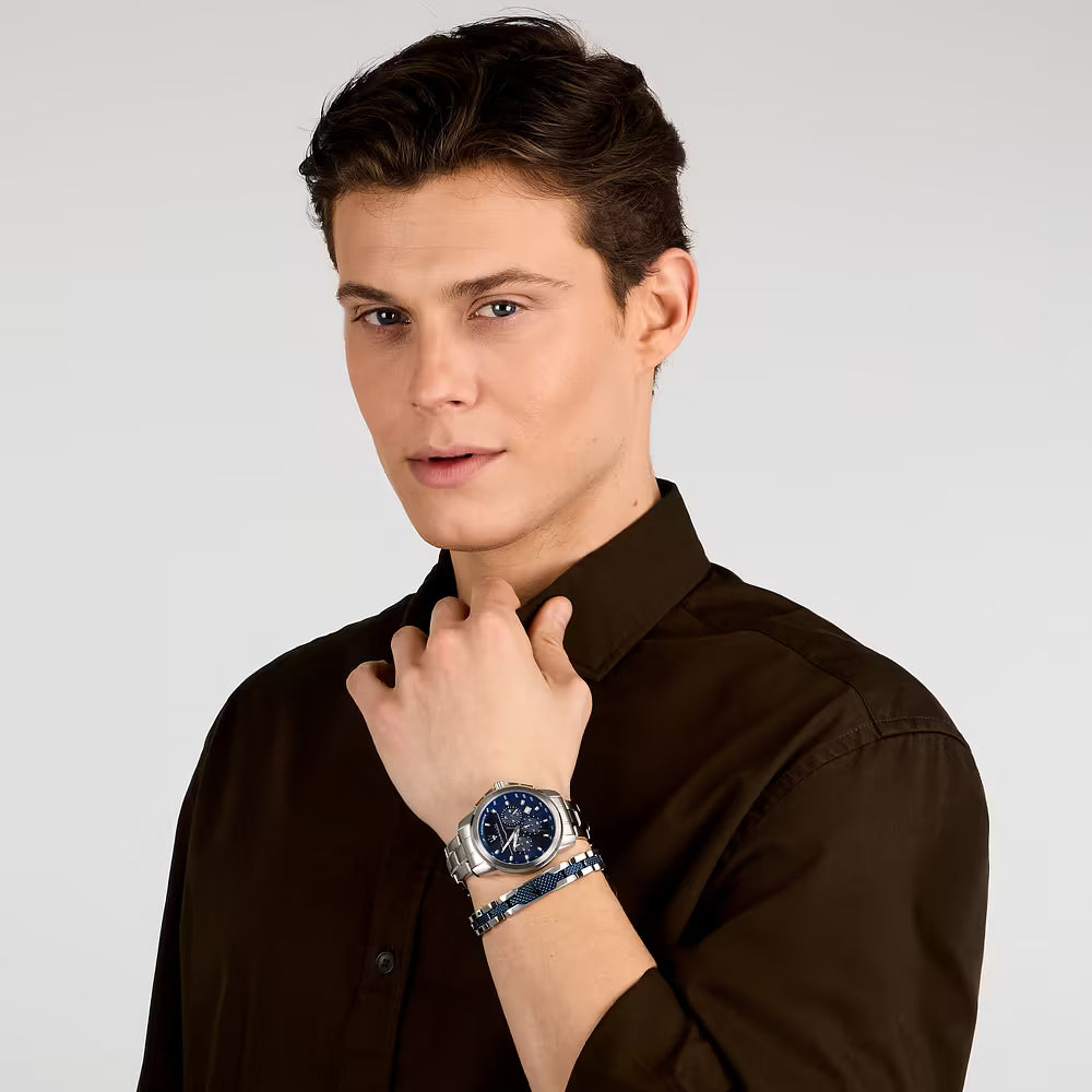 Confezione Speciale Orologio Maserati Successo Chrono 44 Mm Acciaio Braccialato Quadrante Blu + Bracciale Acciaio