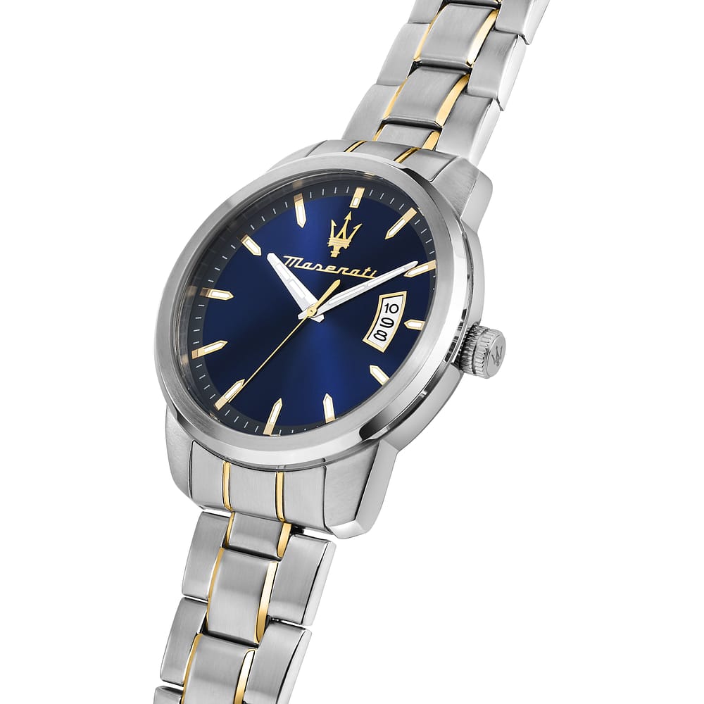 Orologio Maserati Time Successo 42 mm Acciaio Pvd Oro Braccialato Blu/Grigio