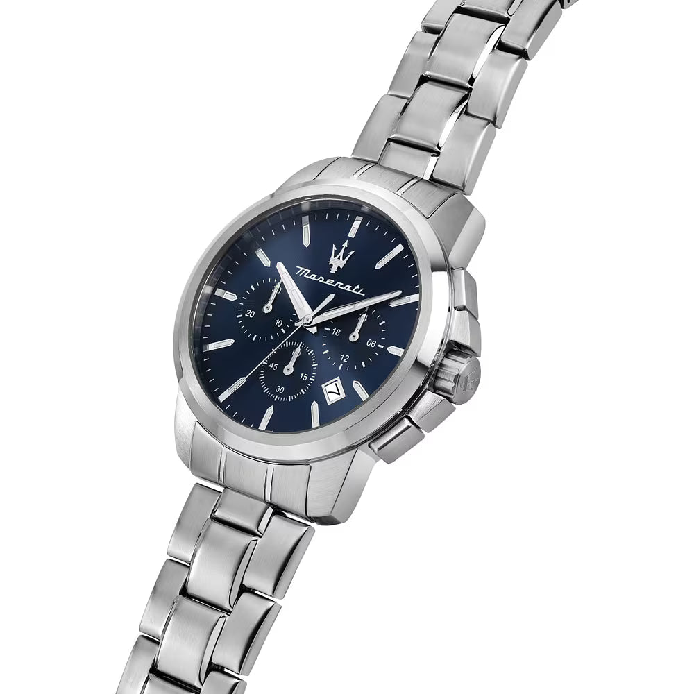 Orologio Maserati Successo 42 Mm Chrono Acciaio Braccialato Blu