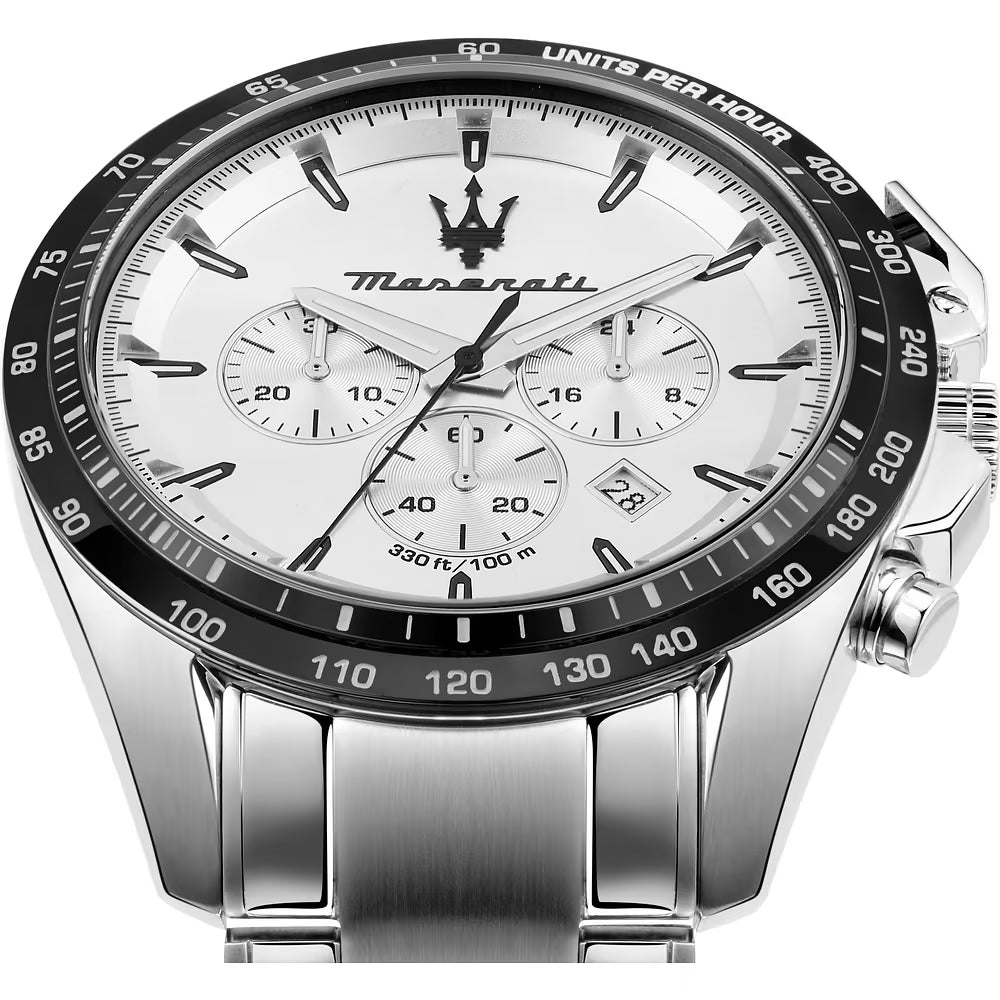Orologio Maserati Time Traguardo Chrono 45 mm Acciaio Braccialato Silver