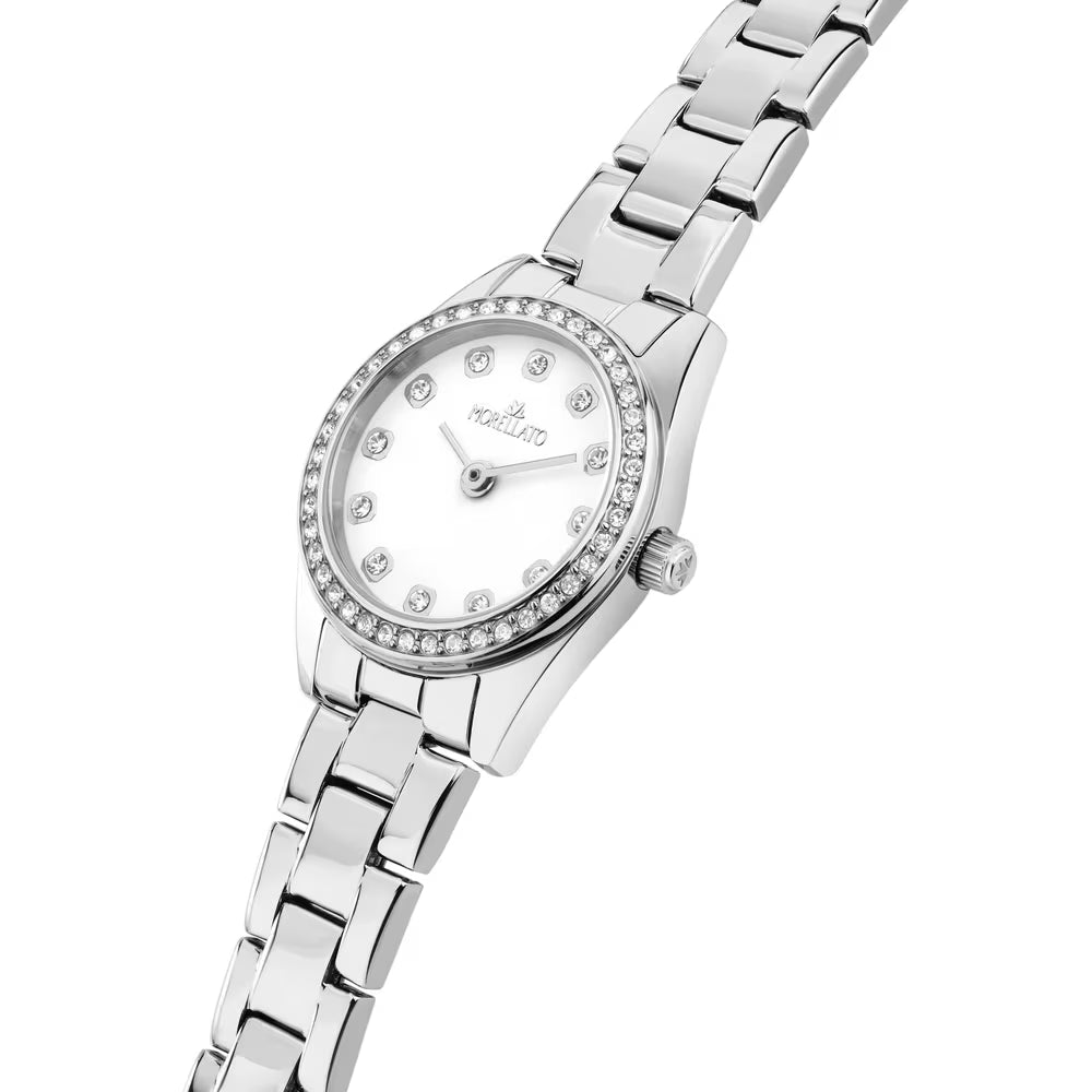 Orologio Morellato Magia Lady Strass 24 Mm Acciaio Braccialato Bianco