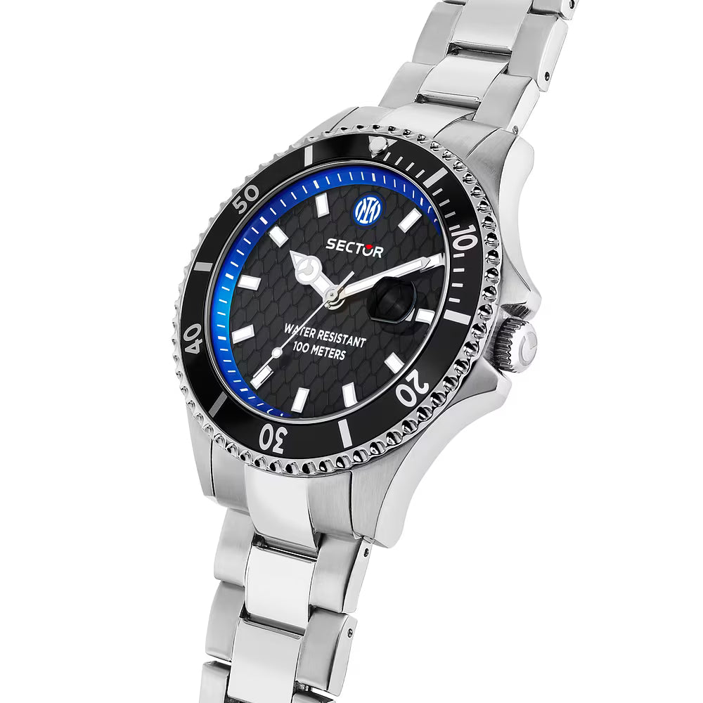 Orologio Sector 230 Inter 43 Mm Acciaio Braccialato Nero/Blu