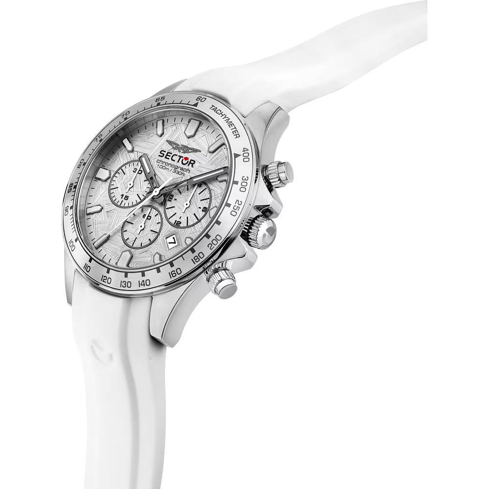 Orologio Sector 230 Air Chrono 43 Mm Acciaio Gomma Bianca Quadrante Grigio