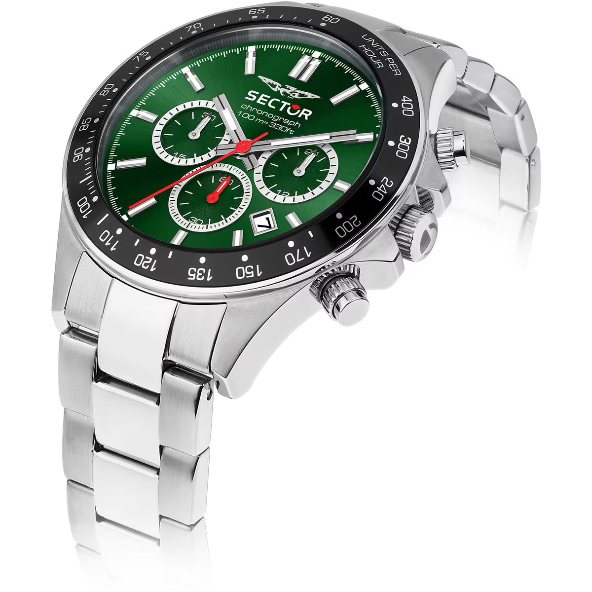 Orologio Sector 230 Chrono 43 Mm Acciaio Braccialato Verde/Nero