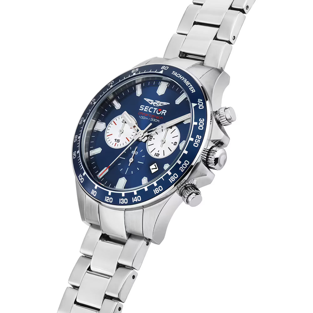 Orologio Sector 230 Chrono 43 mm Acciaio Braccialato Blu