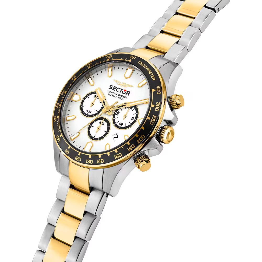 Orologio Sector 230 43 Mm Chrono Acciaio Braccialato Quadrante Bianco