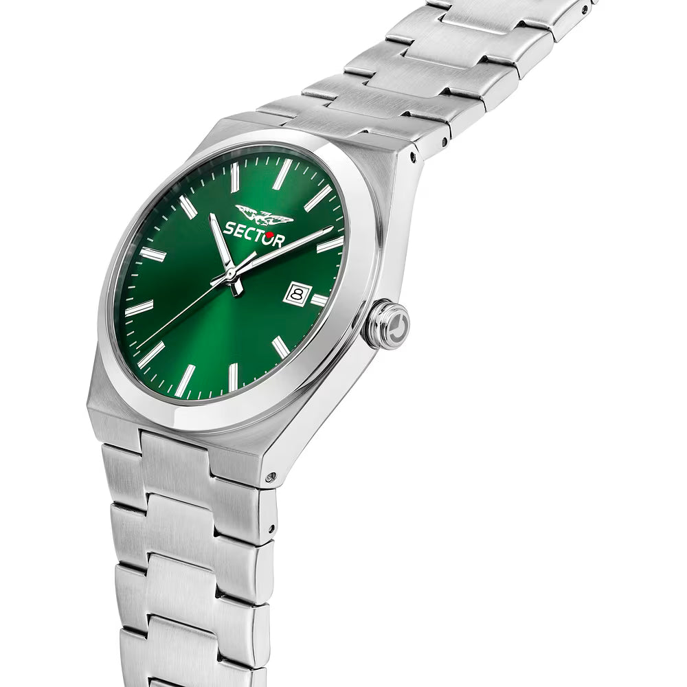 Orologio Sector C300 40 mm Acciaio Braccialato Satinato Verde