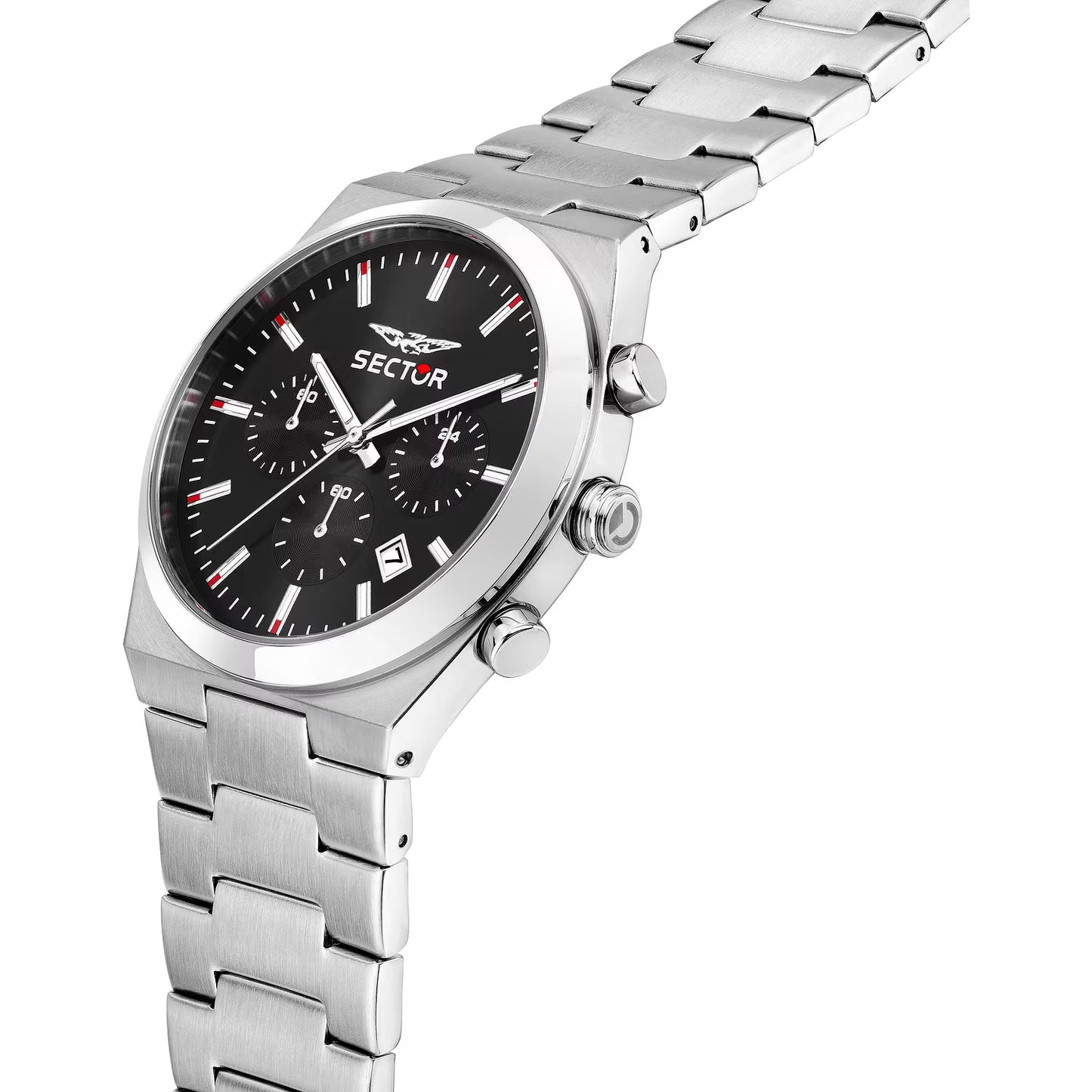 Orologio Sector C300 Chrono 42 Mm Acciaio Braccialato Satinato Nero