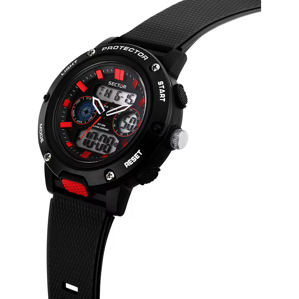 Orologio Sector Ex-44 Analogico Digitale 47 mm Policarbonato Nero
