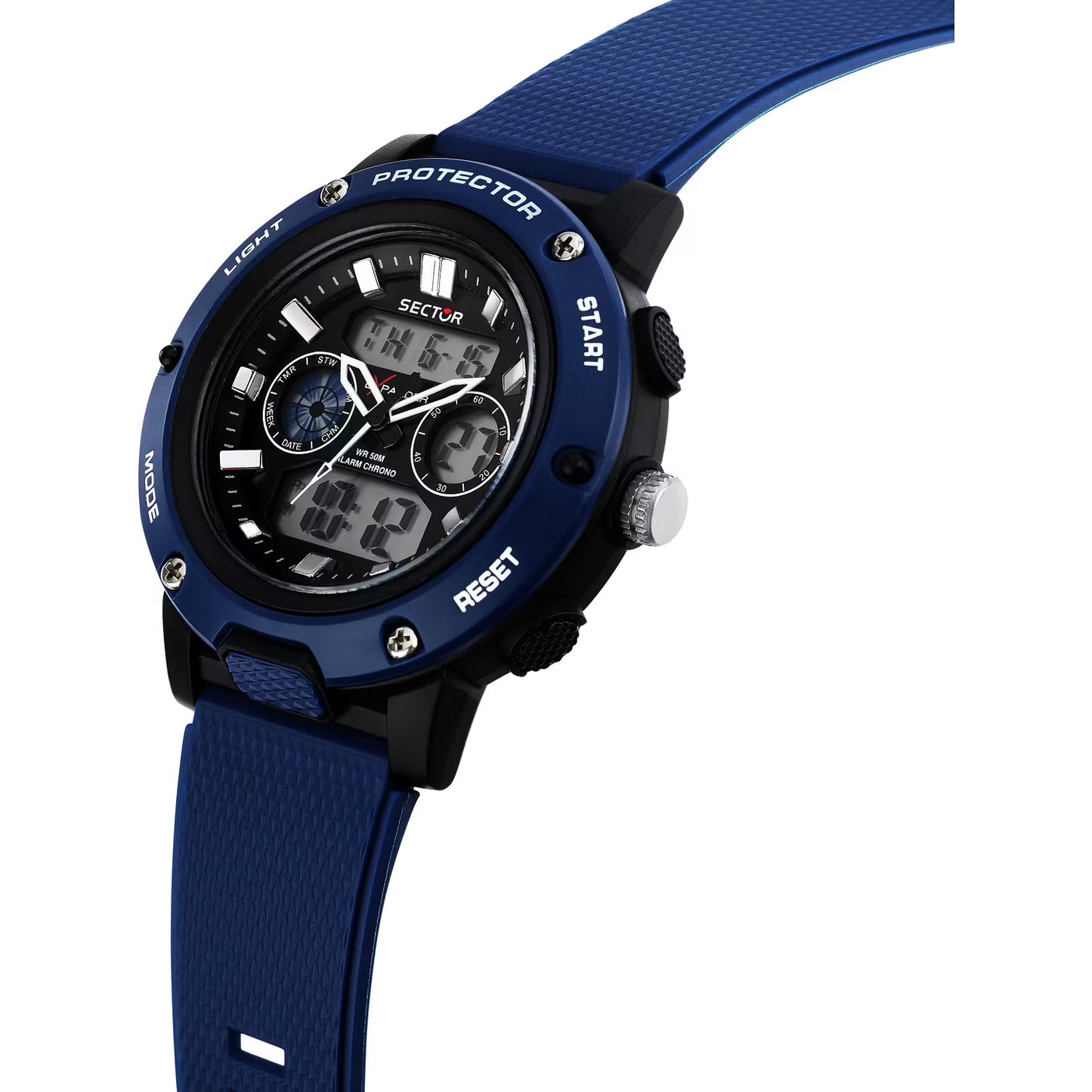 Orologio Sector Ex-44 Analogico Digitale 47 mm Policarbonato Nero Blu