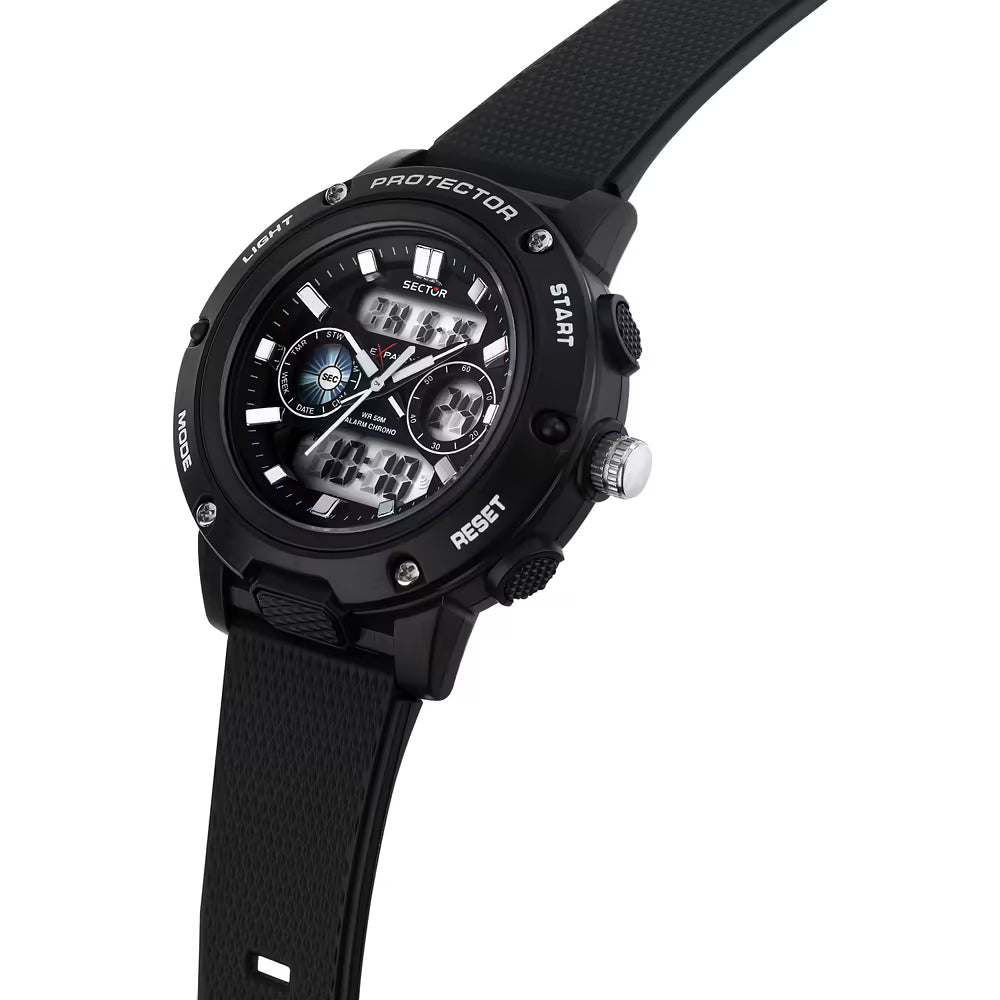 Orologio Sector Ex-45 Analogico Digitale 43 mm Policarbonato Nero