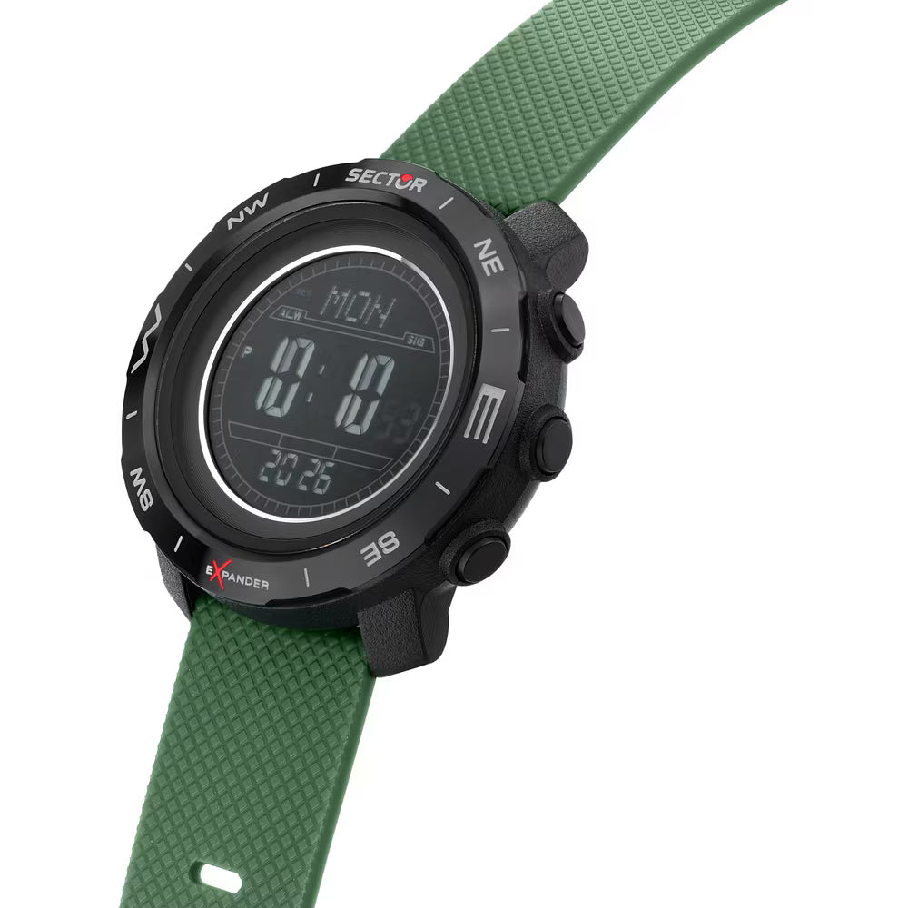 Orologio Sector Ex-52 Digitale 37 Mm Policarbonato Nero Silicone Verde