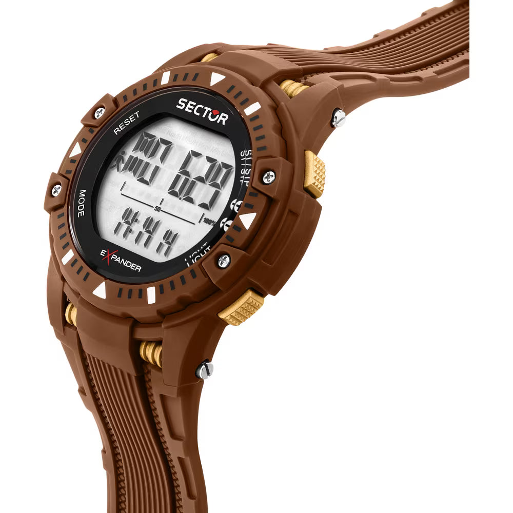 Orologio Sector Ex-54 Digitale 51 Mm Policarbonato e Silicone Marrone/Dorato