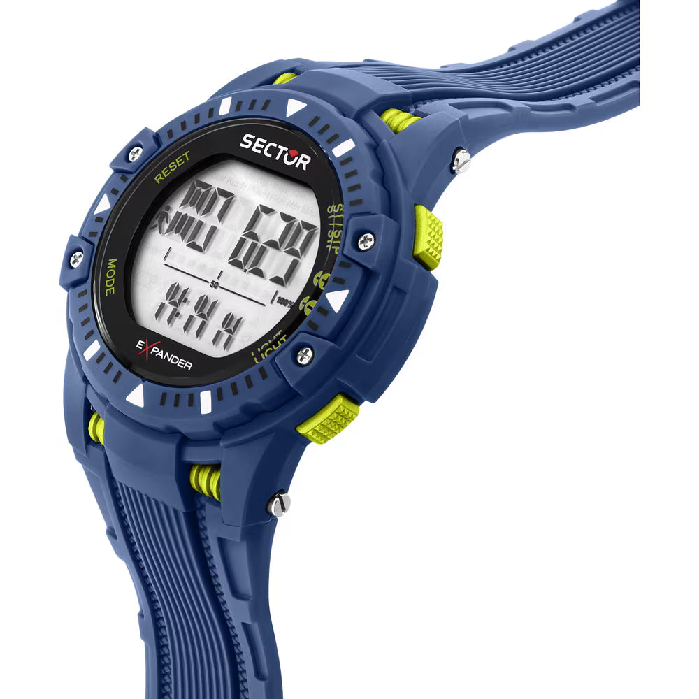 Orologio Sector Ex-54 Digitale 51 Mm Policarbonato e Silicone Blu/Verde Fluo