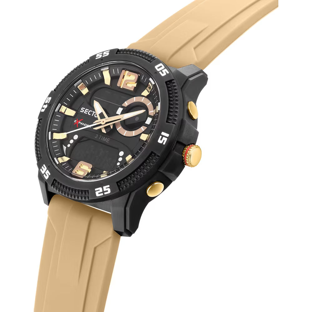 Orologio Sector Ex-56 Analogico Digitale 46 Mm Policarbonato Nero Silicone Beige