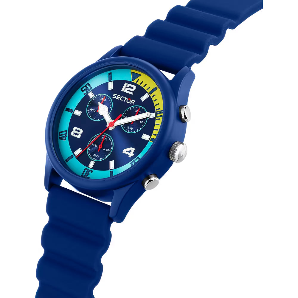 Orologio Sector H2O Chrono 43 Mm Policarbonato Cinturino Gomma Blu