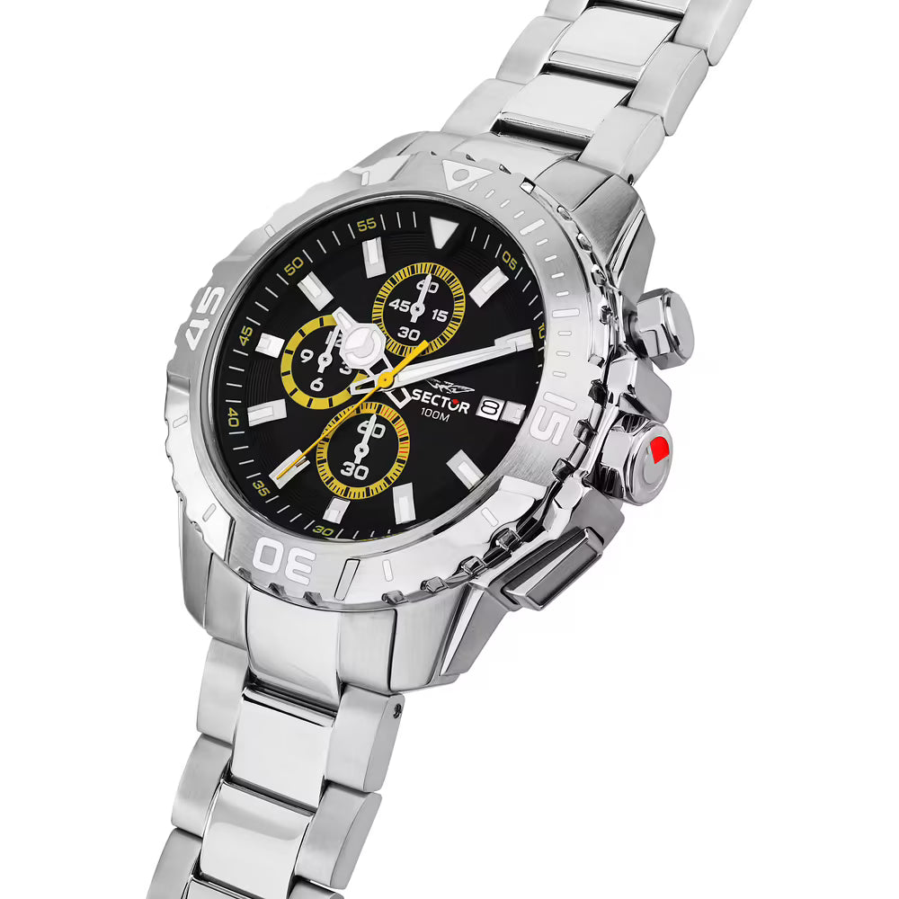 Orologio Sector Legend Chrono 43 mm Acciaio Braccialato Nero