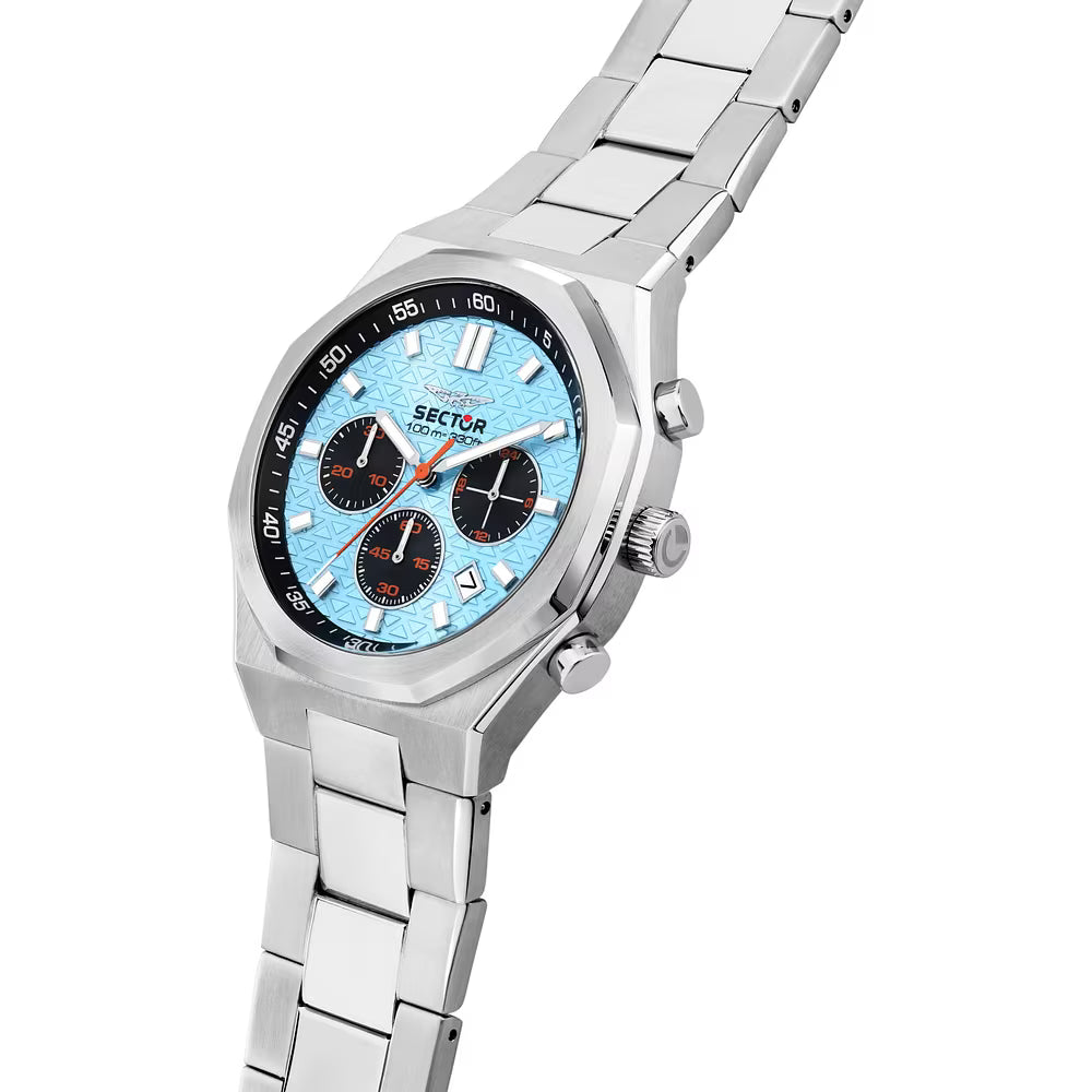 Orologio Sector Otto150 Chrono 42 Mm Acciaio Braccialato Quadrante Azzurro