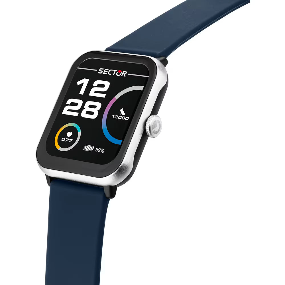 Orologio Smartwatch Sector S-08 Smart Digital Cassa Silver Cinturino Silicone Blu