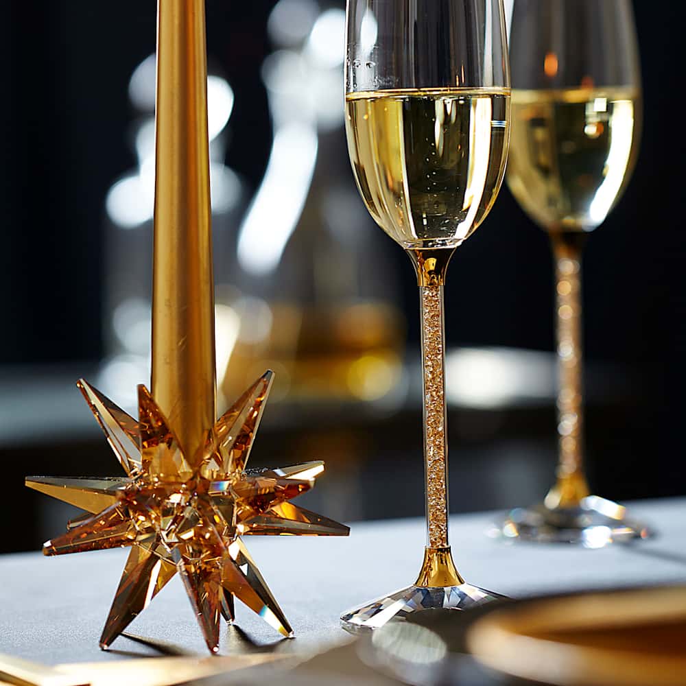 Decorazioni Natalizie Swarovski Portacandela Stella Dorato