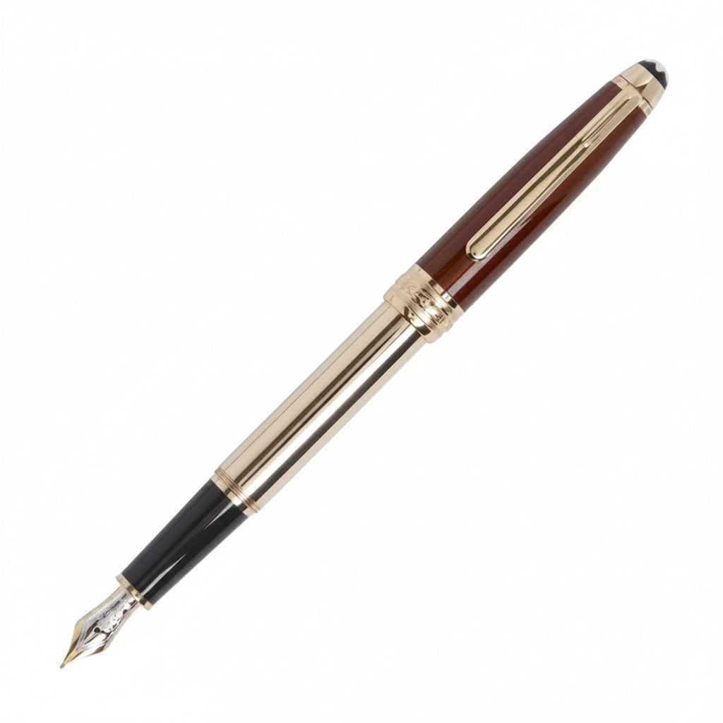 Penna Stilografica Montblanc Meisterstuck Solitaire Douè Citrine Dorata/Smalto Marrone