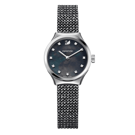 Orologio Swarovski Dreamy Acciaio Pelle Con Cristalli Neri Quadrante Madreperla