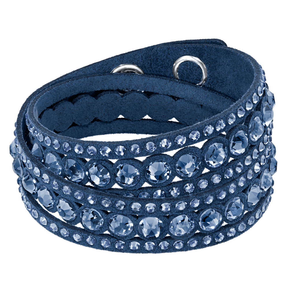 Bracciale a Doppio Giro Swarovski Slake Tessuto Alcantara Blu M