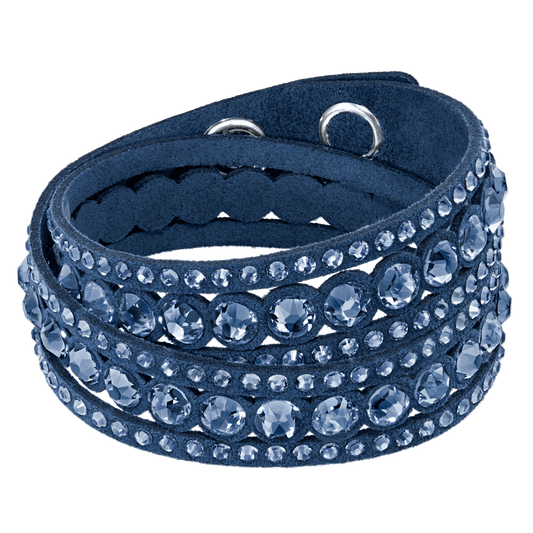Bracciale a Doppio Giro Swarovski Slake Tessuto Alcantara Blu M