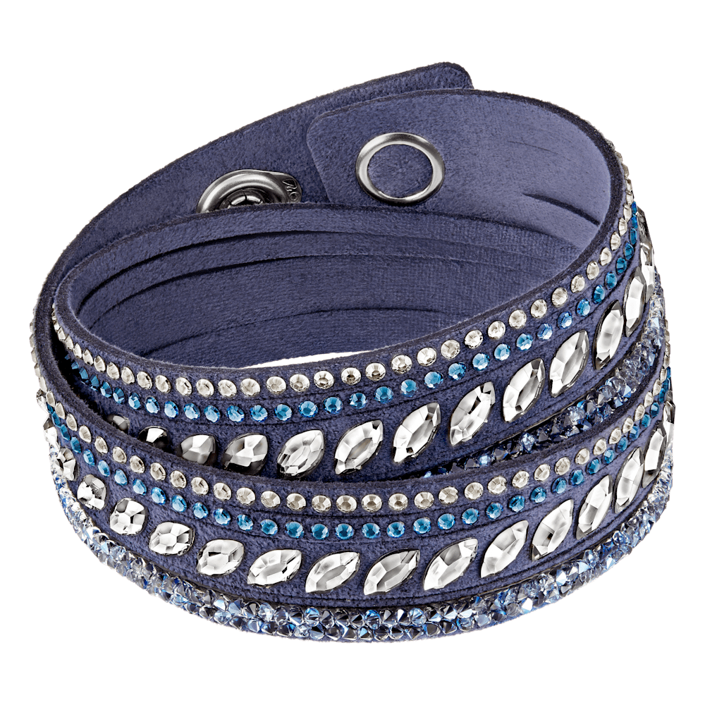 Bracciale a Doppio Giro Swarovski Slake Pulse Rock Tessuto Alcantara Blu M