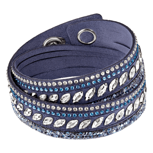 Bracciale a Doppio Giro Swarovski Slake Pulse Rock Tessuto Alcantara Blu M
