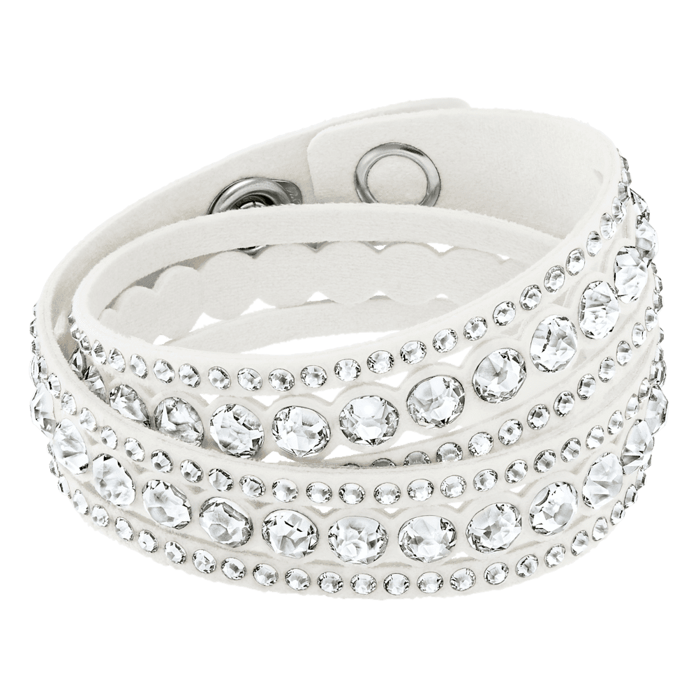 Bracciale a Doppio Giro Swarovski Slake Tessuto Alcantara Bianco M