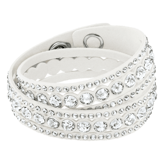 Bracciale a Doppio Giro Swarovski Slake Tessuto Alcantara Bianco M