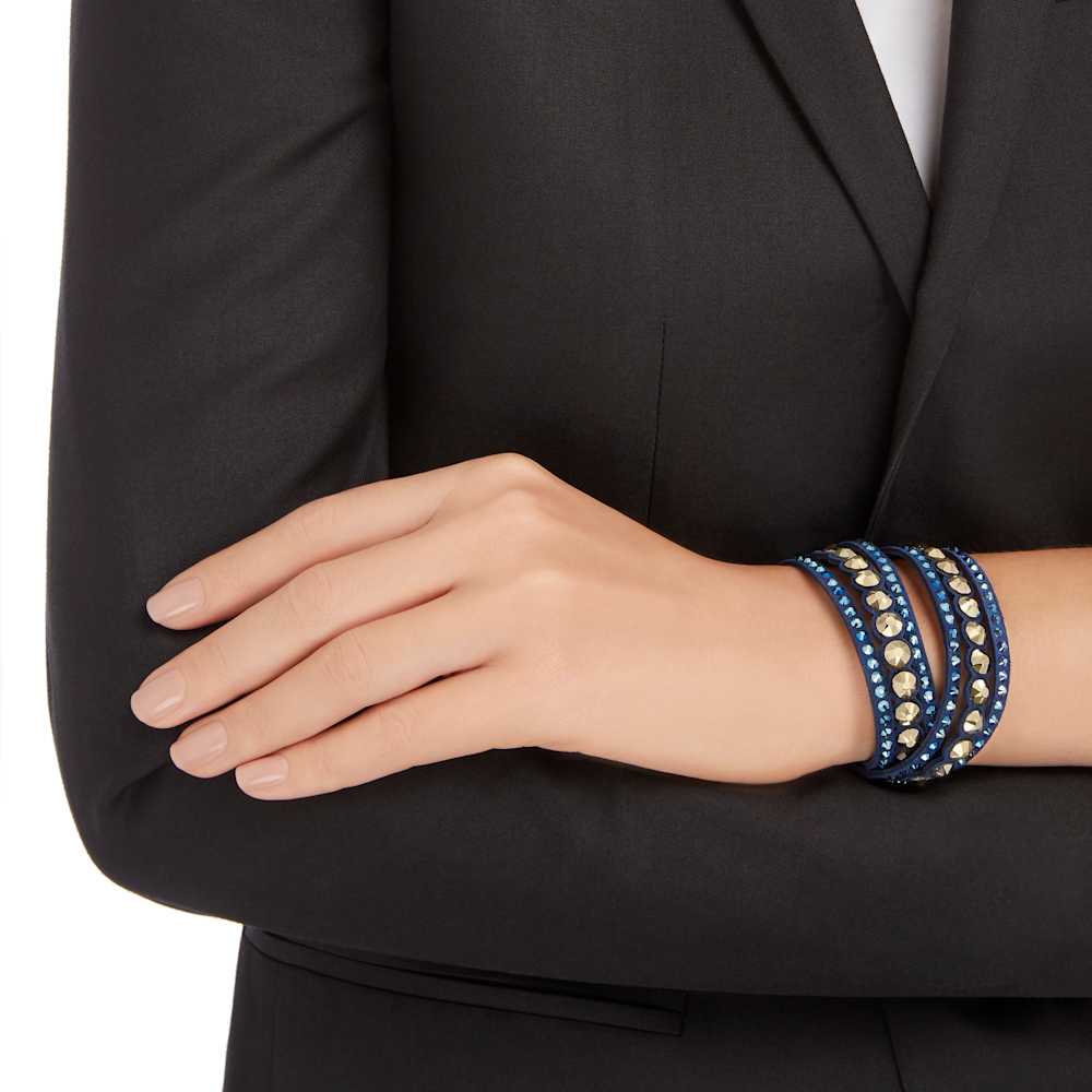 Bracciale a Doppio Giro Swarovski Slake Tessuto Alcantara Blu M