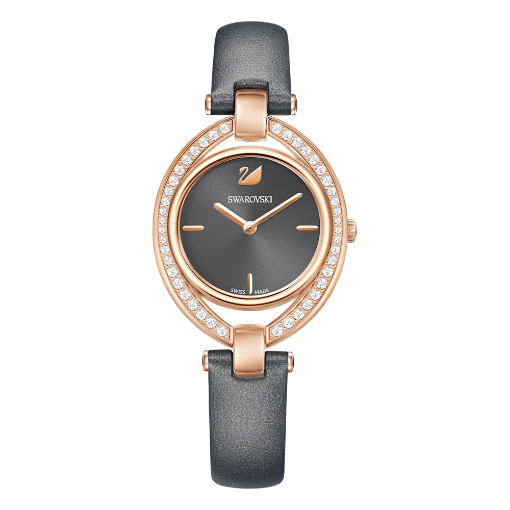 Orologio Swarovski Stella Ls Pvd Oro Rosa Cinturino Pelle Lunetta Cristalli
