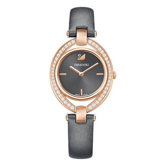 Orologio Swarovski Stella Ls Pvd Oro Rosa Cinturino Pelle Lunetta Cristalli