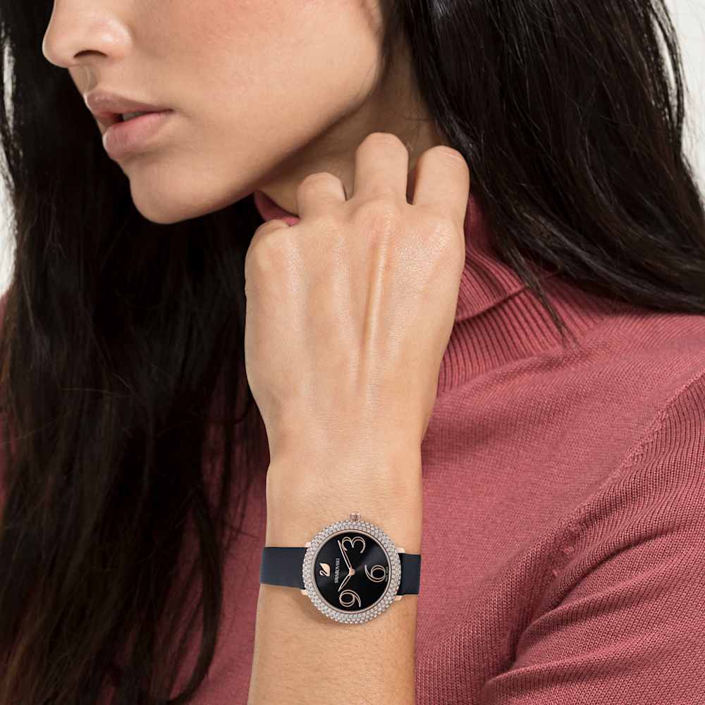 Orologio Swarovski Crystal Frost Lady Strass Pelle Nero