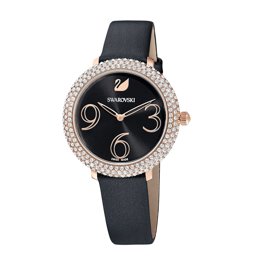 Orologio Swarovski Crystal Frost Lady Strass Pelle Nero
