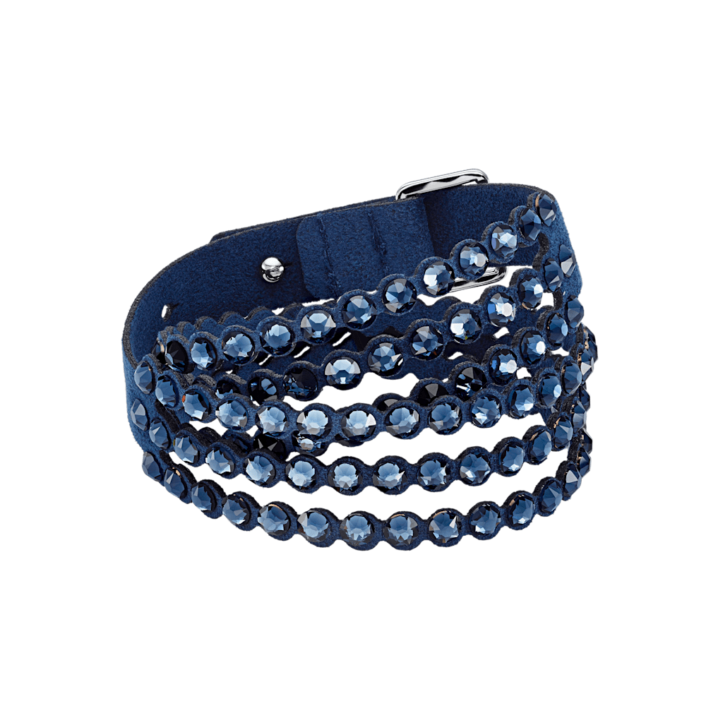 Bracciale a Doppio Giro Swarovski Power Collection Tessuto Alcantara Slake M Blu
