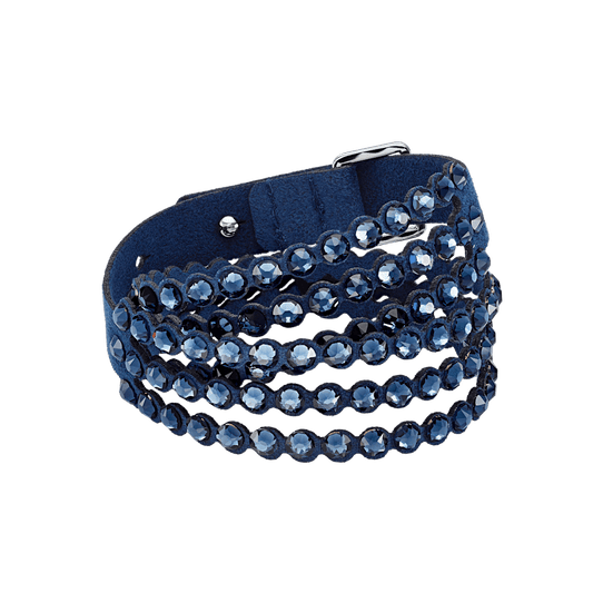 Bracciale a Doppio Giro Swarovski Power Collection Tessuto Alcantara Slake M Blu