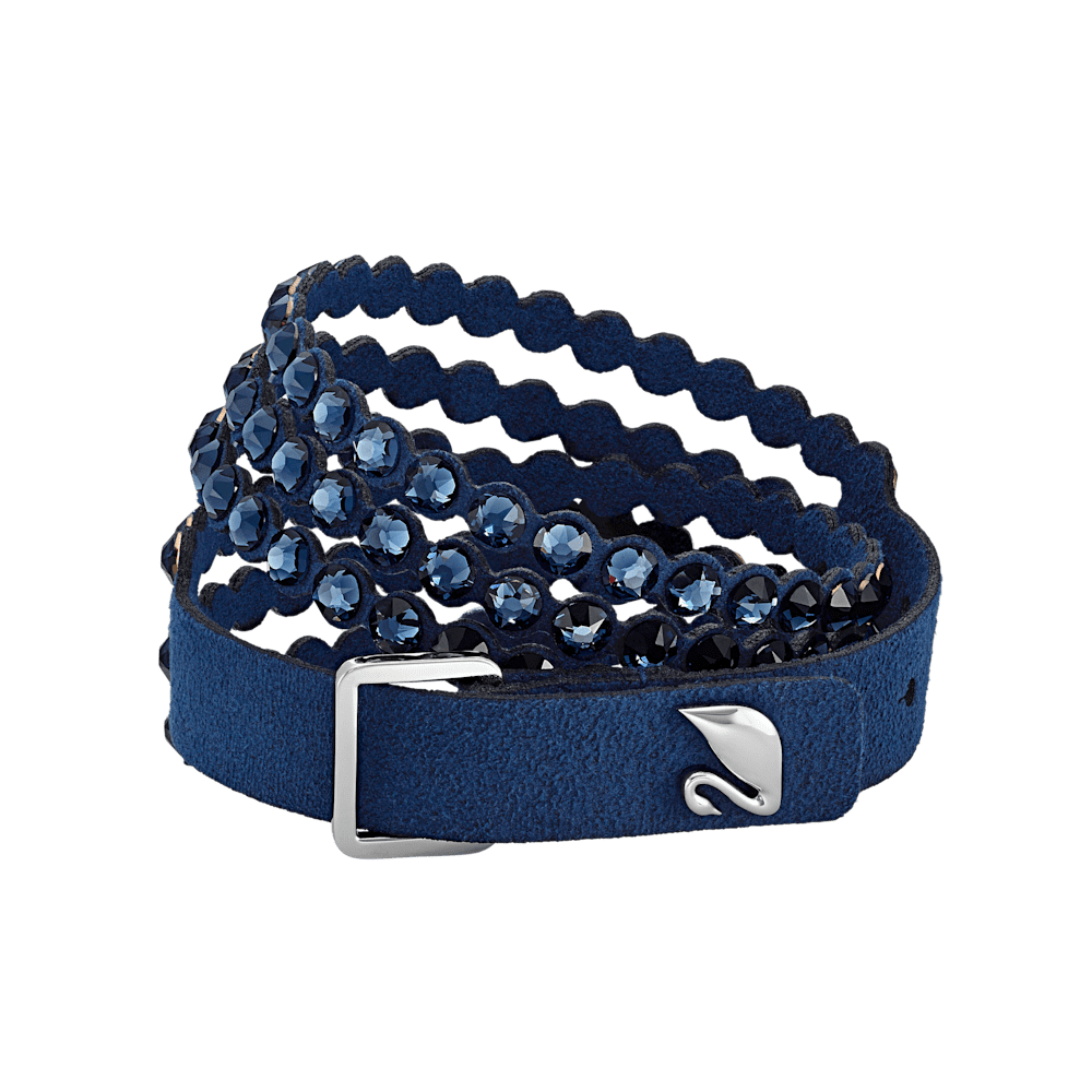 Bracciale a Doppio Giro Swarovski Power Collection Tessuto Alcantara Slake M Blu