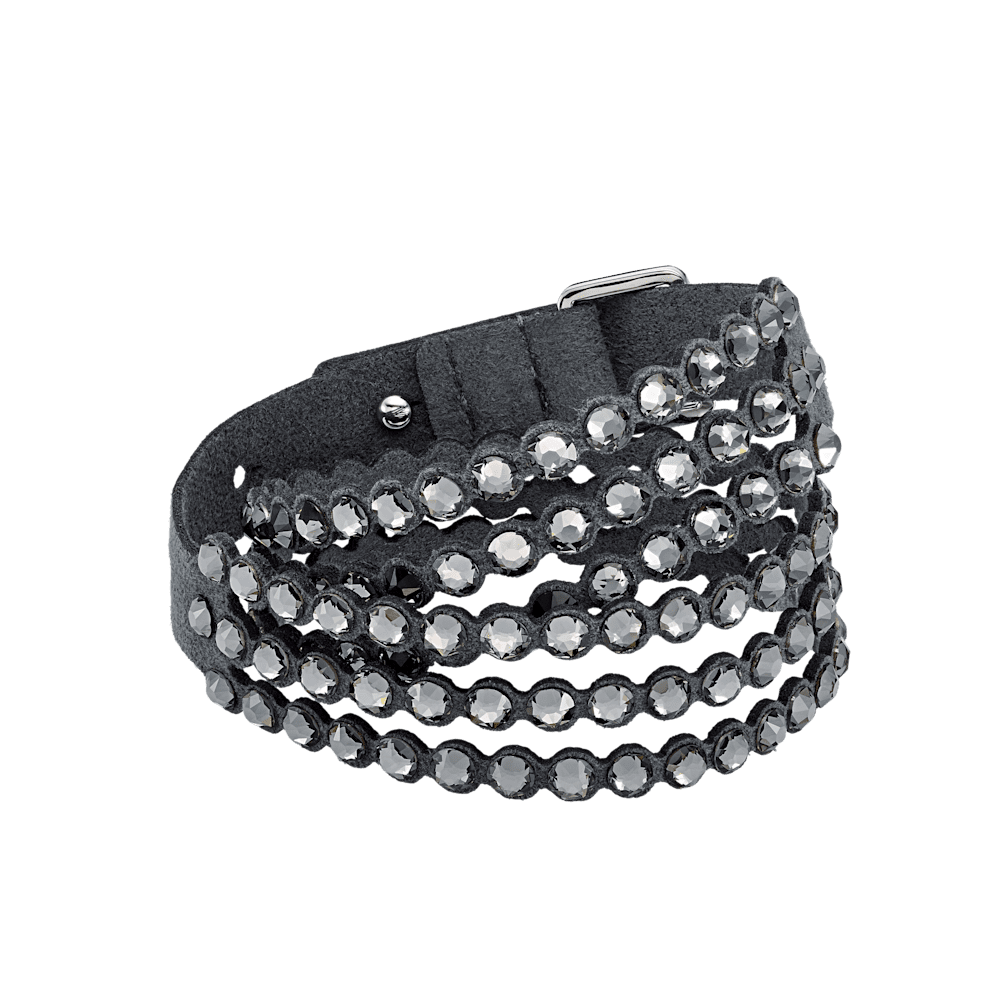 Bracciale a Doppio Giro Swarovski Power Collection Tessuto Alcantara Slake M Grigio