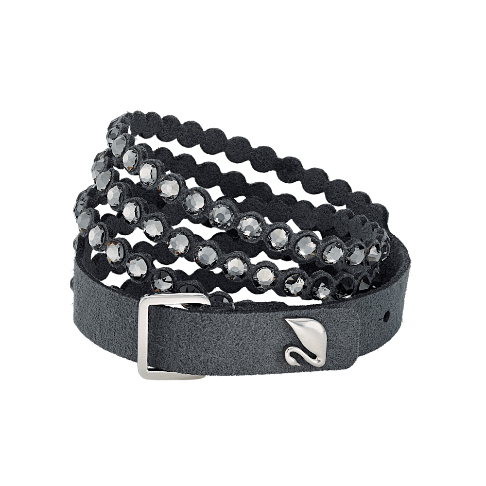 Bracciale a Doppio Giro Swarovski Power Collection Tessuto Alcantara Slake M Grigio