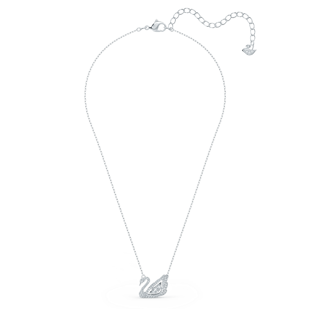 Collana Swarovski Swan, Cigno danzante, Bianca, Placcato rodio