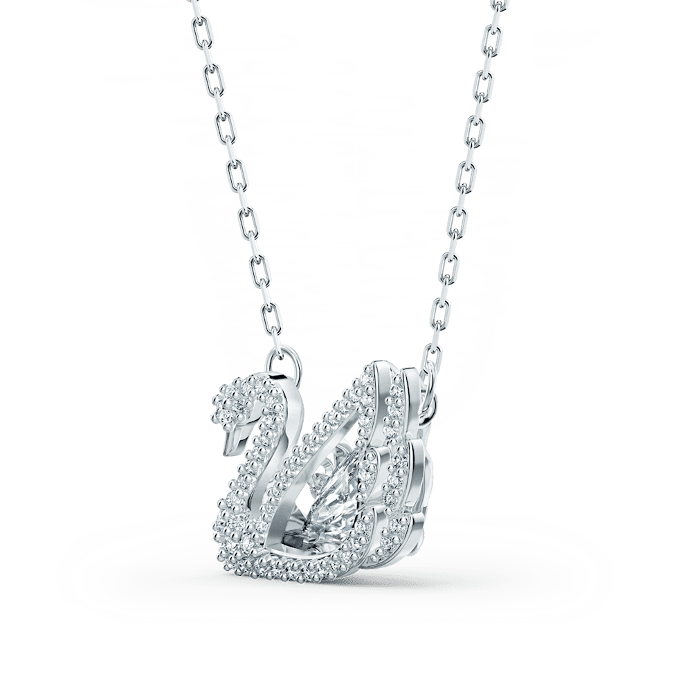 Collana Swarovski Swan, Cigno danzante, Bianca, Placcato rodio