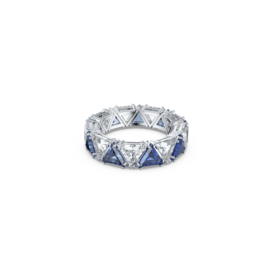 Anello Swarovski Cocktail Ortyx Taglio triangolo Blu Placcato Rodio - Misura 52