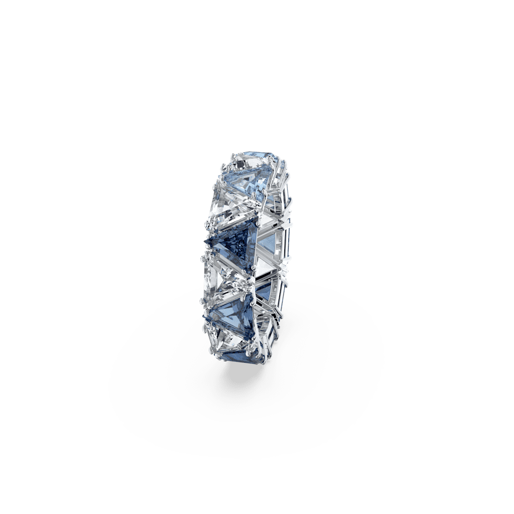 Anello Swarovski Cocktail Ortyx Taglio triangolo Blu Placcato Rodio - Misura 52