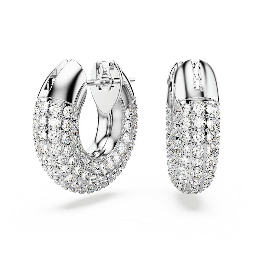 Orecchini a Cerchio Swarovski Dextera Piccoli Bianchi Placcato rodio