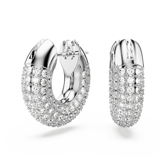 Orecchini a Cerchio Swarovski Dextera Piccoli Bianchi Placcato rodio