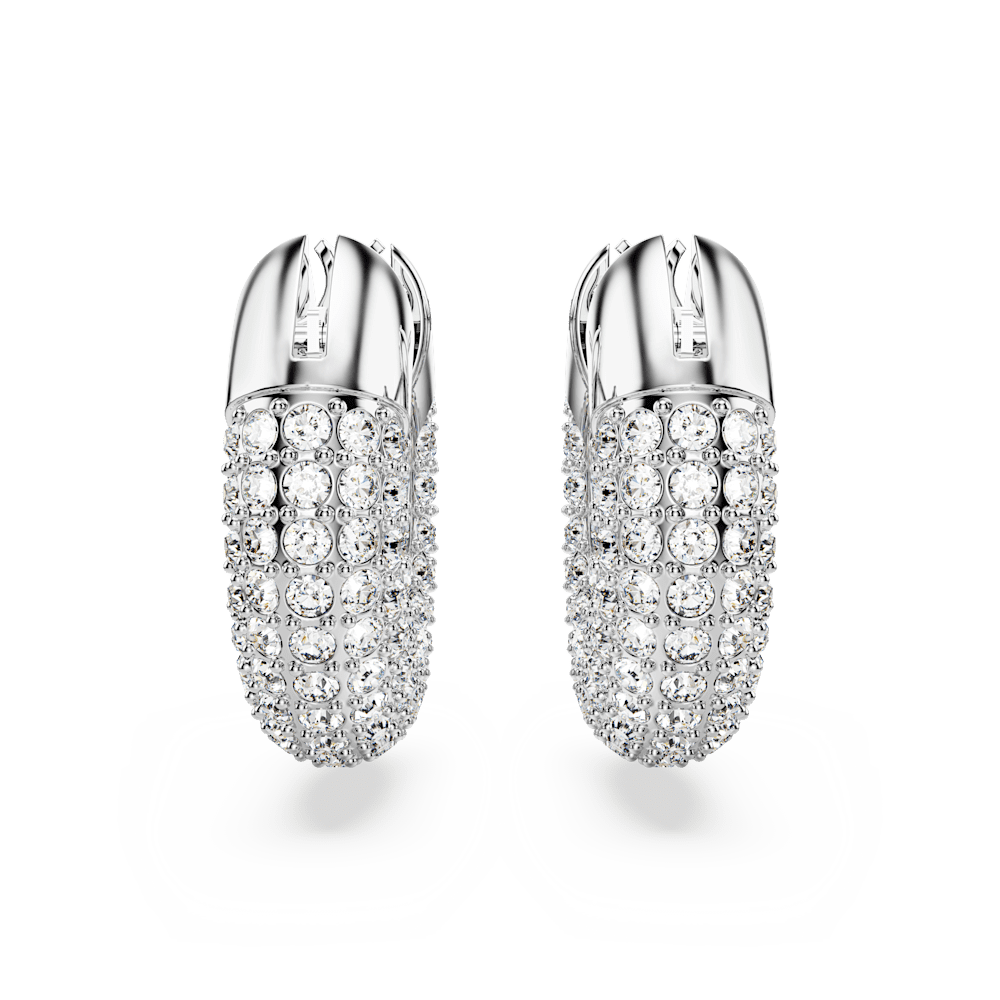 Orecchini a Cerchio Swarovski Dextera Piccoli Bianchi Placcato rodio